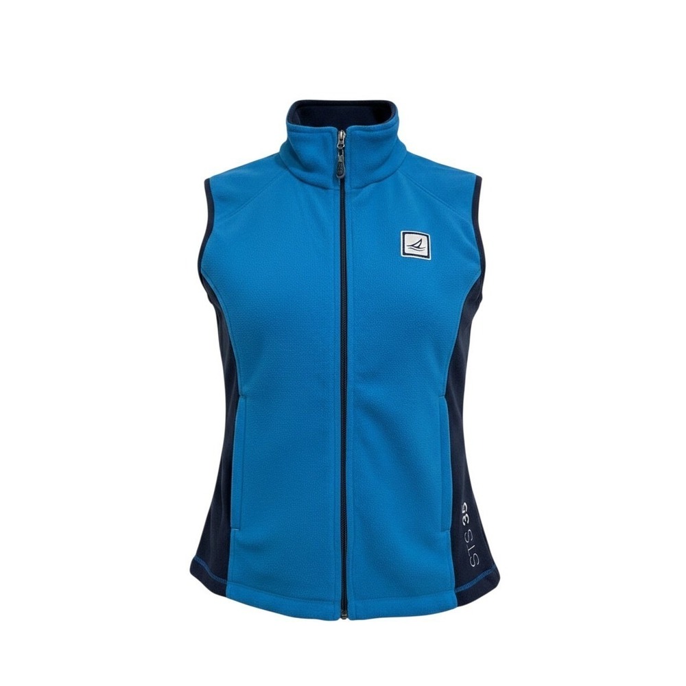 NWT Sperry Top-Sider Fleece Vest Blue Navy Full Zip Mock Neck STS35 - Small